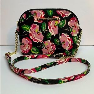 Betsey Johnson Black Floral Print Purse Crossbody